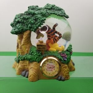 Vintage Disney Winnie the Pooh & Tigger Rabbit's House Snowglobe with Clock
